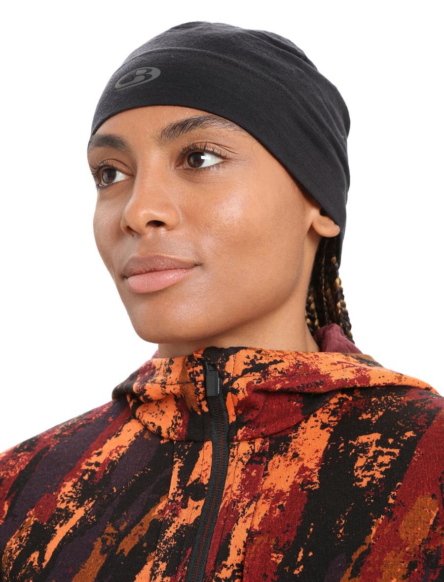 Black Icebreaker Unisex Merino Chase Beanie Women's Hats | AU 1484FDNM